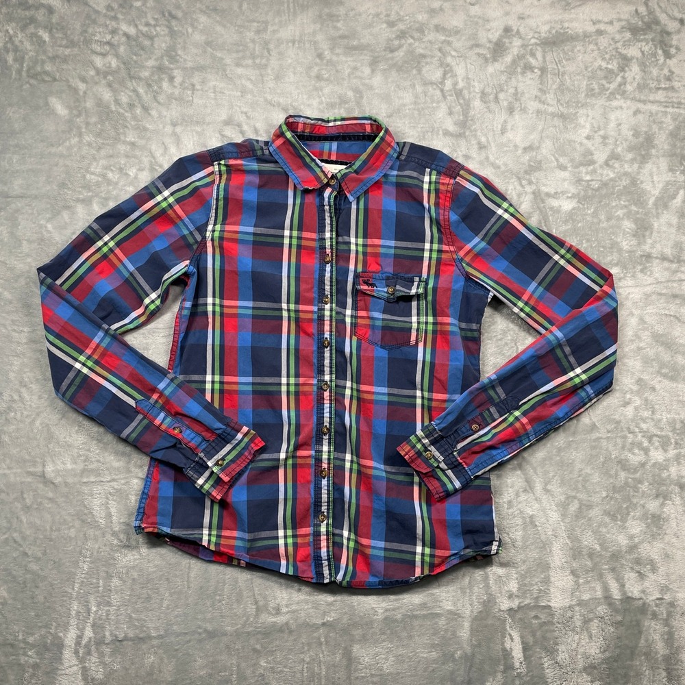 Abercrombie Fitch Plaid Button Up Shirt Long Sleeve Casual Blue Red Green Mens M